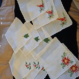 Vintage Christmas Linen Cozies/Napkins